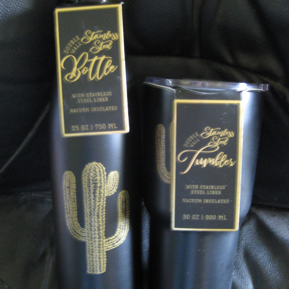 Cactus Stainless Steel Tumbler + Water Bottle Set